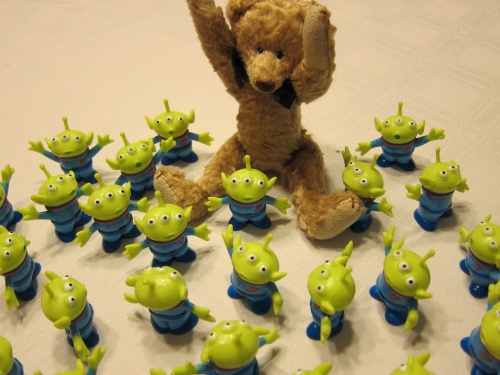 corn and green men hands up