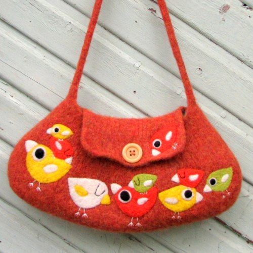 Felted birdie bag