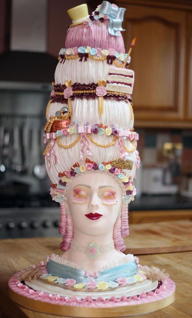 Amanda Macleod's prizewinning Marie Cake too 200 hours to make -©2013Eastnews Press Agency PLEASE BYLINE: Martin Rose/Eastnews.co.uk Date: April 26 2013 Location: Roxwell, Essex. LET THEM EAT CAKE: Cake maker, Amanda Macleod has made an award winning cake version of Mary Antionette! Pictured: The cake.